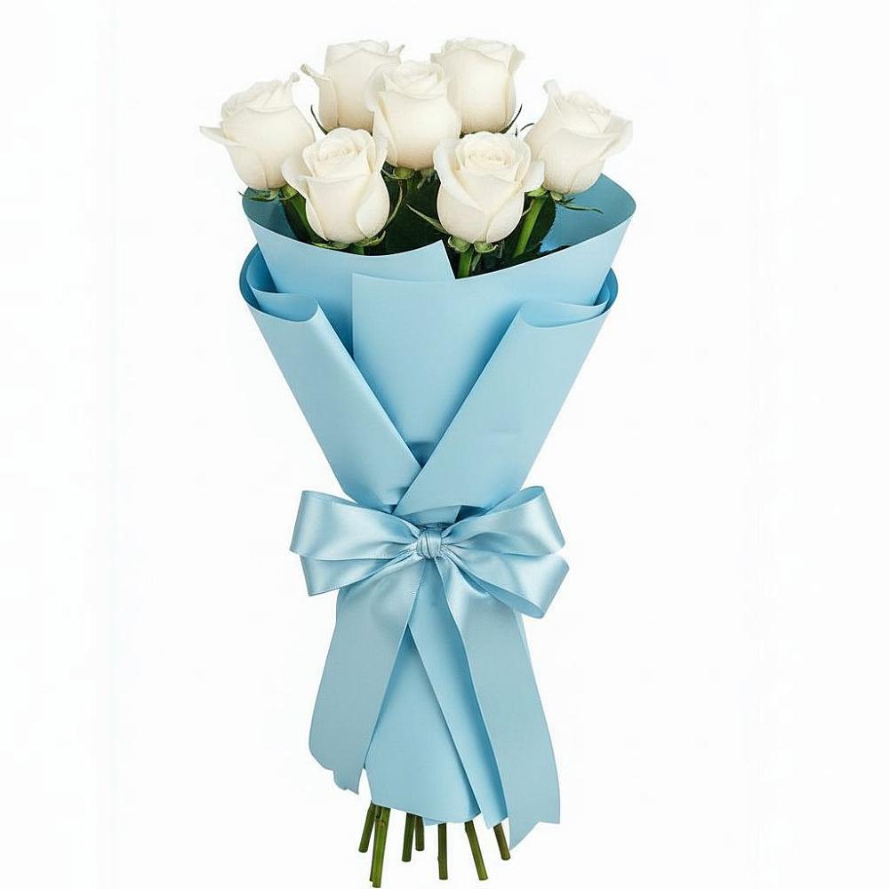 Букет 7 белых роз Проуд в Светлополянске