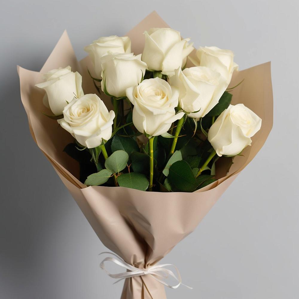 Букет 9 Белых роз Эдлесс Лав в Светлополянске