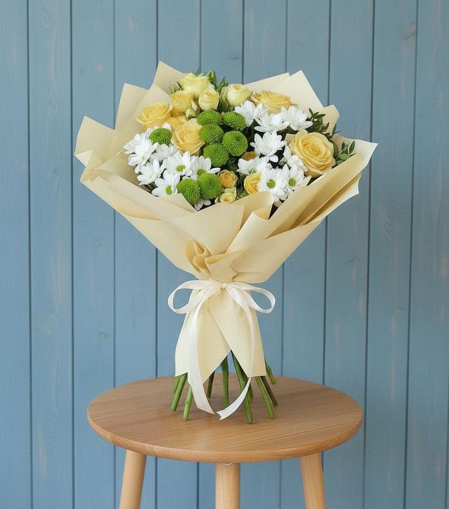 Букет цветов из: Хризантемы и Розы в Светлополянске