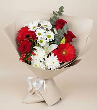 Букет цветов из:  Розы, Хризантемы, Герберы и Лилии в Светлополянске