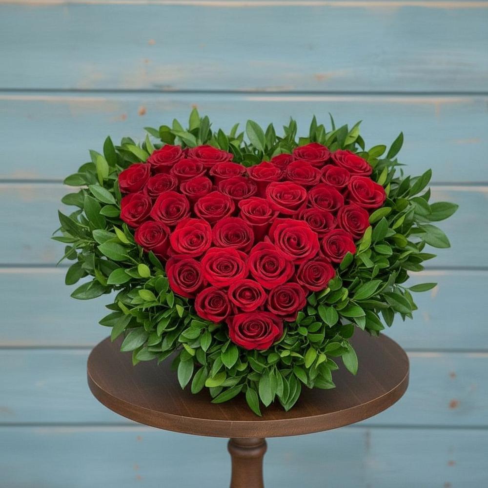 Цветочная композиция из Розы в виде сердца в Светлополянске