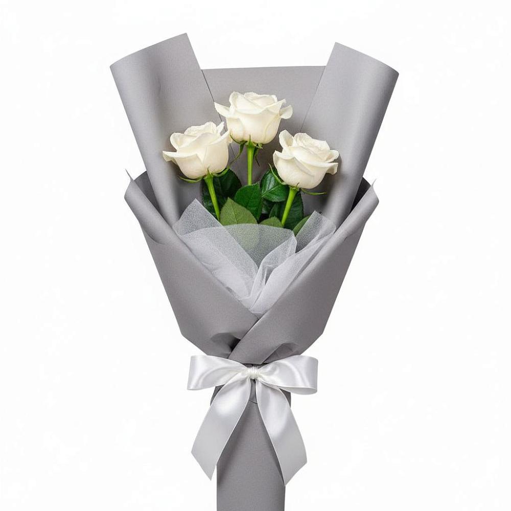 Букет 3 белые розы в Светлополянске