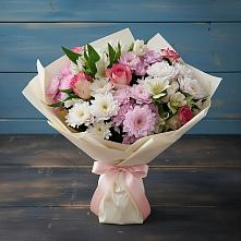 Букет цветов из:  Хризантемы, Альстромерии и Розы #REPLACE_PRED# Светлополянске