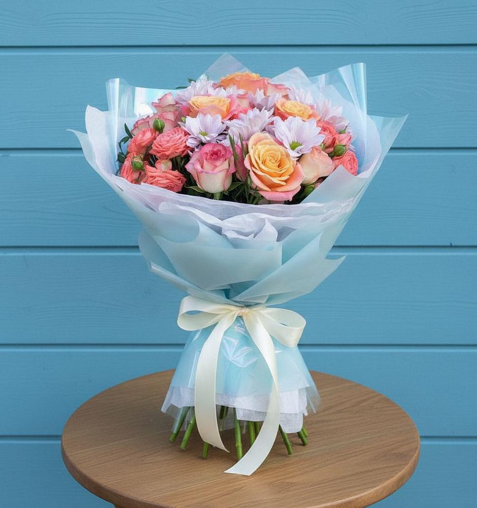 Букет цветов из: Хризантемы и Розы в Светлополянске